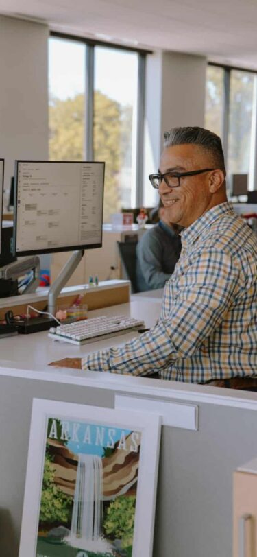 man working at desk