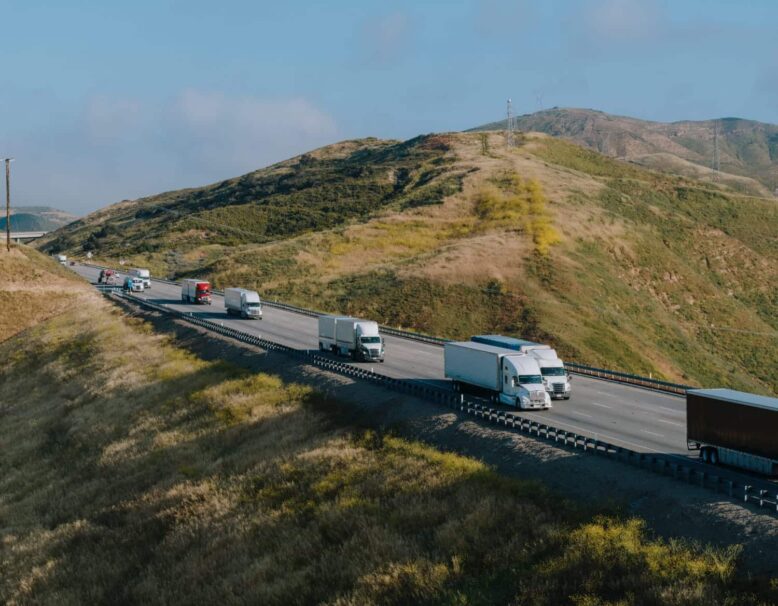 trucks on the road