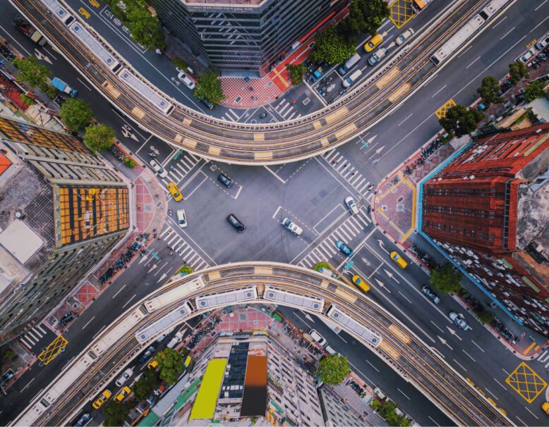 drone view of city