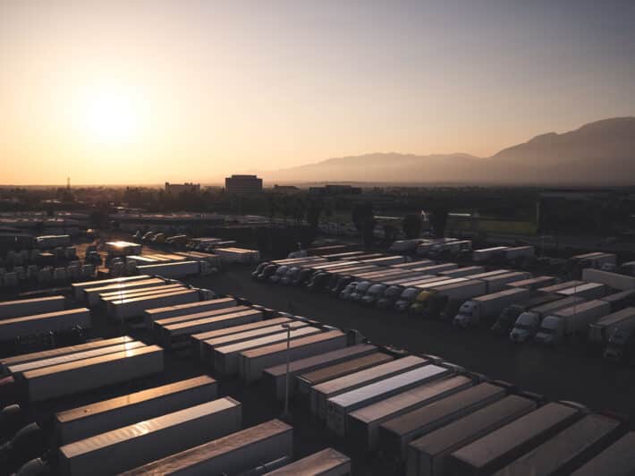 rows of trucks